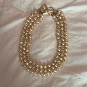 Kenneth Jay Lane three strand faux white pearl necklace